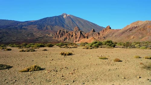 Pico Del Teide and Pico Viejo Volcanic Landscape on Tenerife Canary Islands Spain