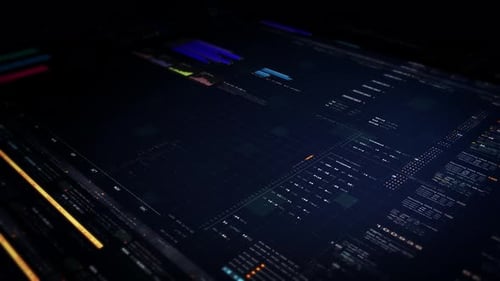 Futuristic Digital Data Interface with Animated Charts