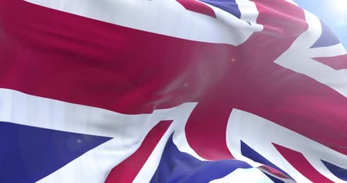 Realistic Waving United Kingdom Union Jack Flag Loop