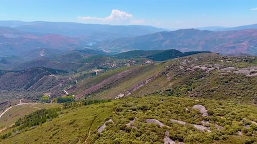 Scenic Aerial View of Green Mountains Landscape
