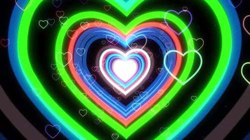 Neon Heart Shape Tunnel Vj Loop Party Disco Night Neon Heart Shape, Heart Shape Vj Loop Animation