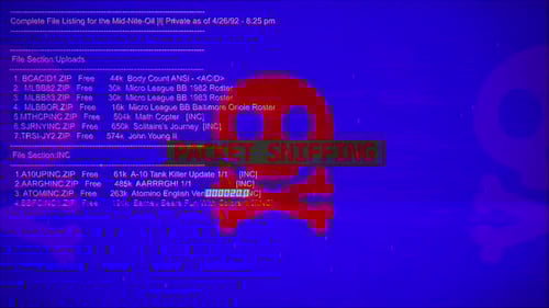 Retro Digital Hacker Skull Glitch Warning Title