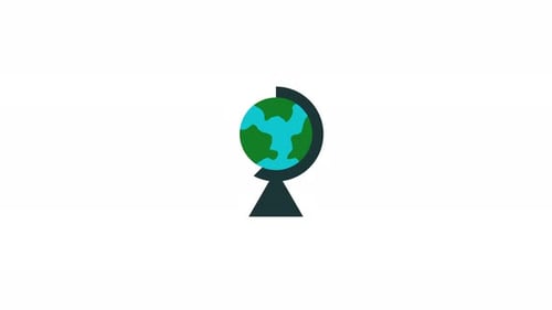 Flat Design Rotating Globe Animation for Education and Travel