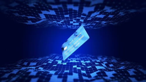 Application of blockchain technology in financial activities. Blockchain inscription on a bank card.