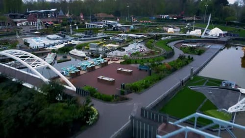 Miniature Dutch city buildings grand reveal, drone