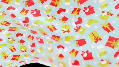 Waving Christmas Gifts and Stockings Pattern Background Animation