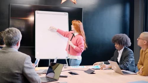 Business Presentation in Modern Office with Technology