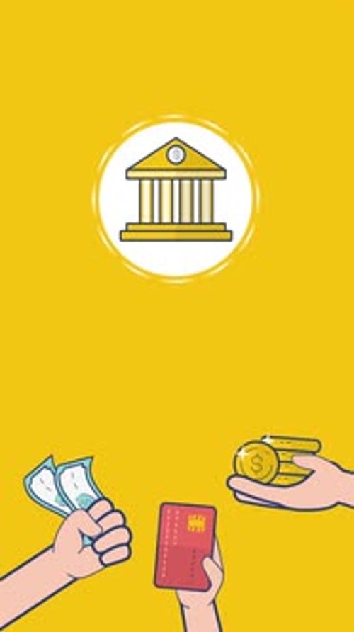 Bank Payments With Cash Or Credit Card Vertical