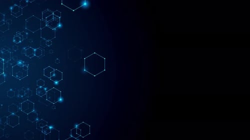 Neon Hex Grid Perspective Business Corporate Technology Particles Tunnel Digital Background Loop