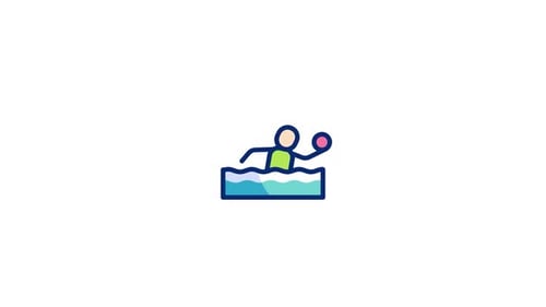 Animated Flat Design Water Polo Player Icon