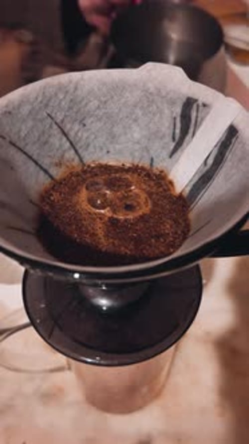 Close-up of traditional coffee brewing