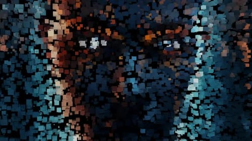 Das Gesicht einer künstlichen Intelligenz aus Würfeln, exklusiv, Hintergrund, einzigartiges Design