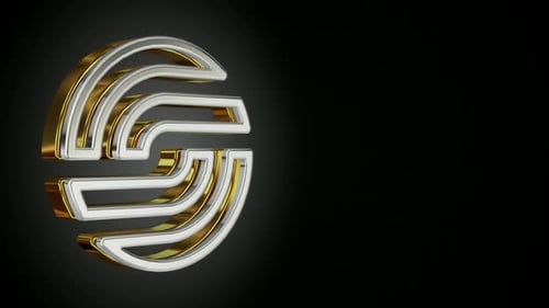 Seamless 3D Gold and Silver Metallic Abstract Logo Loop