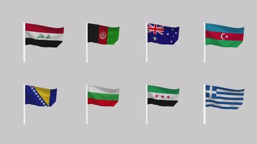 Realistic Waving Country Flags Animation Pack