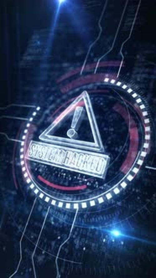 System hacked cyber attack alert symbol digital concept vertical loop