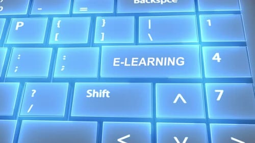 Futuristic Computer Keyboard E-Learning Text on Key