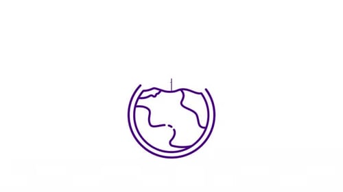 Animated Earth and Growing Plant Line Icon