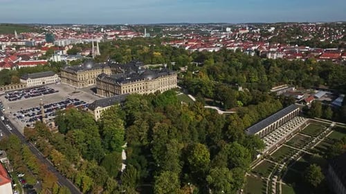 Aerial drone view of the Würzburg Residence (Residenz Würzburg) in Germany