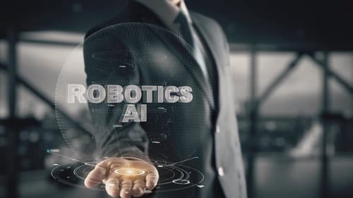 Robotics AI Businessman Working with Virtual Reality at Office