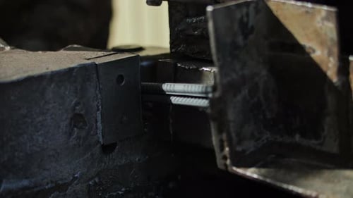 Building Reinforcement is Cut on a Machine