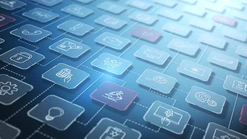 Digital App Icons Creating an Interconnected Technology Network