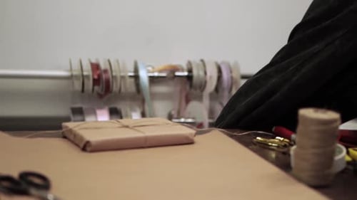 Gift Wrapping with Roses and Craft Supplies