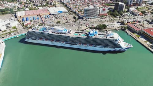 Huge Cruise Ship Anchored In Puerto Vallarta, Mexico