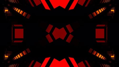 Red And Orange Geometric Mirror Abstract Neon Background Vj Loop In 4K
