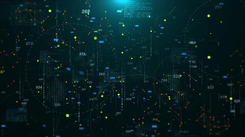 Digitale Cyberspace-Datenmatrix, Blockchain-Netzwerkverbindung, binäre Codierung, HUD-Infografik-Daten