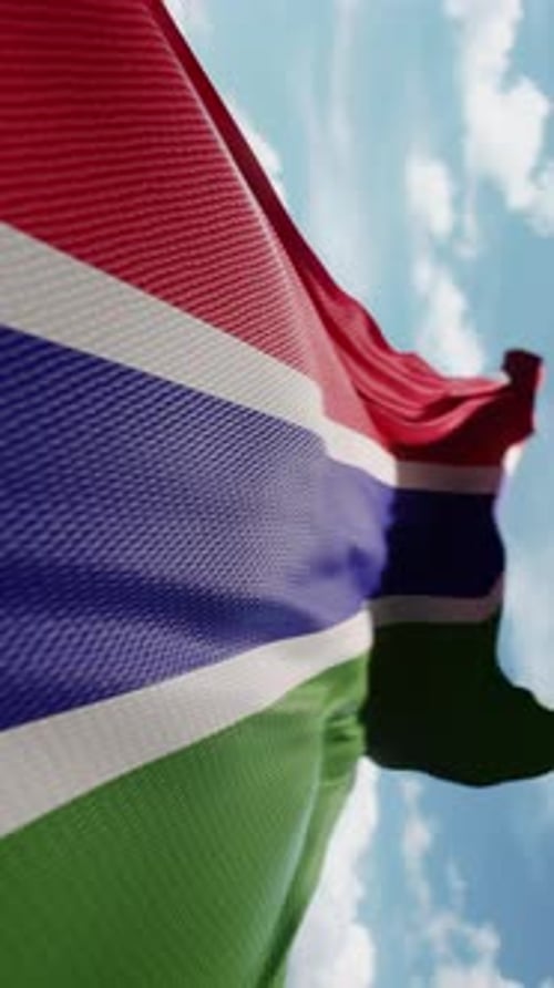 Realistic The Gambia National Flag Waving in Wind Loop