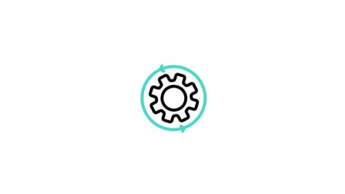 Corporate Technology Gear Icon Animation with Rotating Arrows