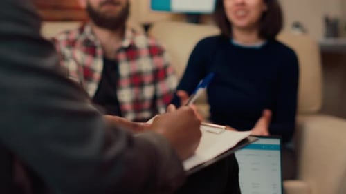 Couple Reaching Resolution in Therapy Session