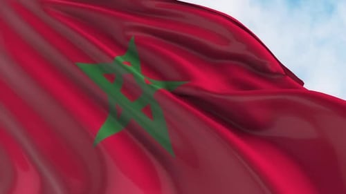 Morocco Flag Waving in Slow Motion