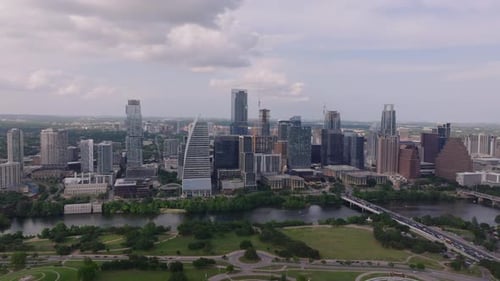 Austin Texas' Dynamic Skyline Against Green Parks and Waterways Modern Architecture and Scenic