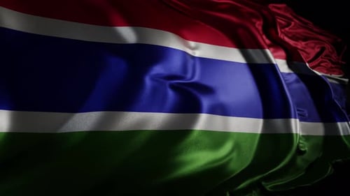 Gambia National Flag Waving in Wind with Realistic Fabric