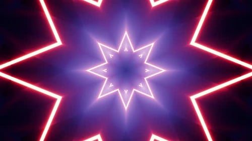 Abstract Neon Glowing Star Kaleidoscope Loop Background