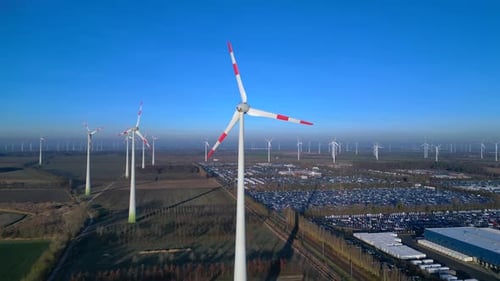 Massive Wind Turbine Farm Generating Renewable Energy for Sustainable Future
