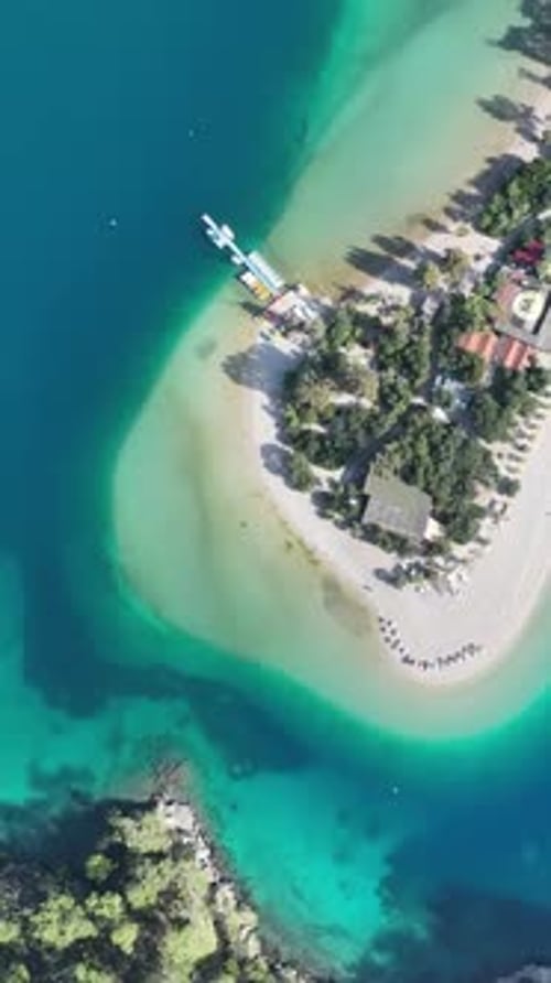 Vertical shot of ocean coast in summer