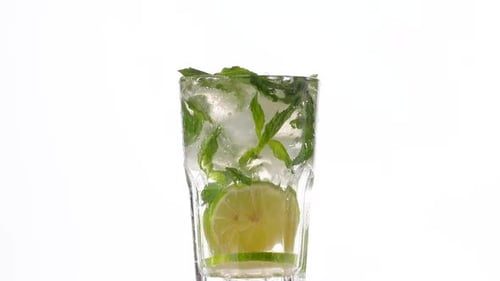 Refreshing Glass of Lime and Mint Water