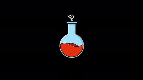 Animated Lab Flask with Boiling Red Liquid Icon