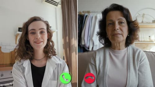 Two Individuals Connect During an Online Conference Meeting