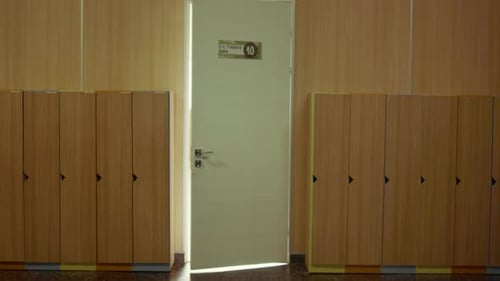 Close Up of White Classroom Door Open in Empty Hall. School Corridor