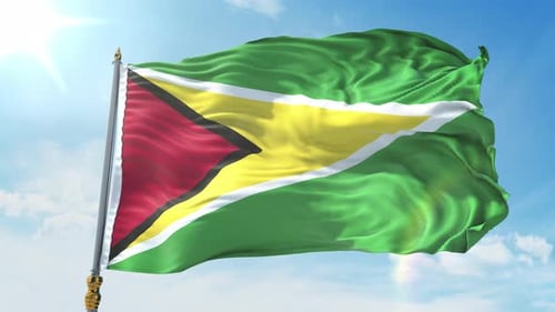 Guyana Flag Waving in Realistic 3D Animation