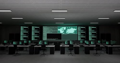 Programming Code On Multiple Monitors And Desktops Showing Database In A Control Security Center