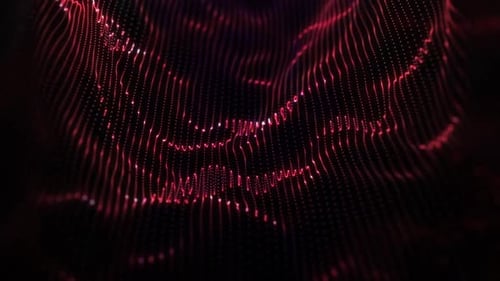 Abstract Red Digital Particle Wave Flowing Background