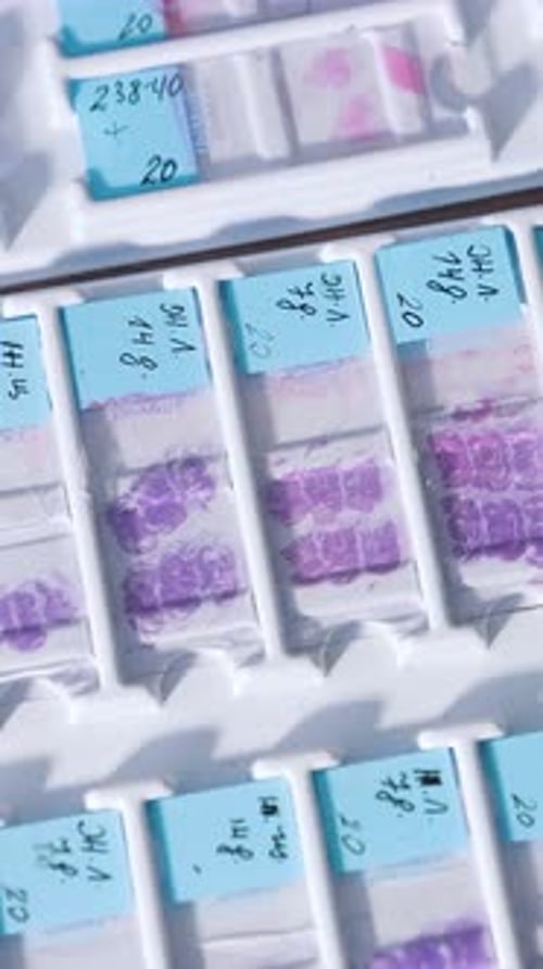 Overhead of Microscope Slides in Laboratory Setting