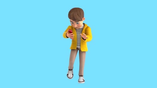 Fun 3D cartoon kid walking like a zombie (with alpha channel included)