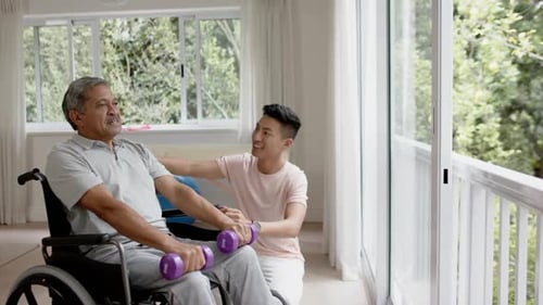 Assisted Exercise With Dumbbells at Home