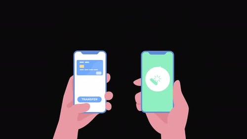 Flat Design Mobile Money Transfer Animation