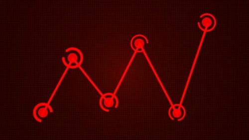 Animated Red Line Graph with Glowing Data Points